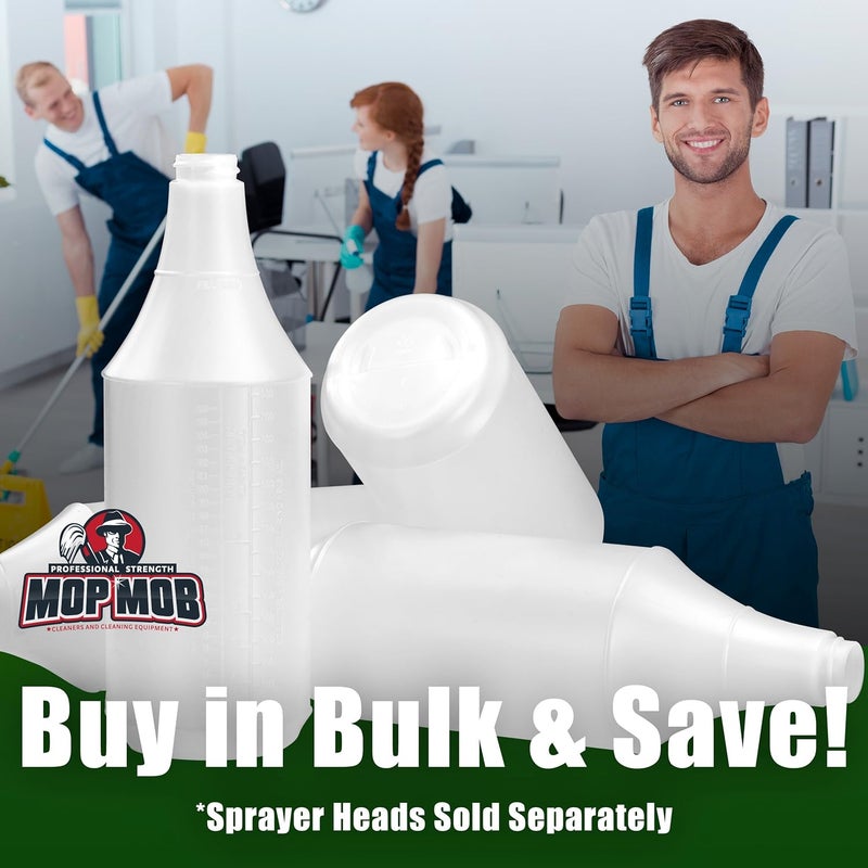 Mop Mob Commercial-Grade Chemical Resistant 32 oz Bottles ONLY 4 Pack Embossed Scale For Measuring. Pair With Industrial Spray Heads For Auto/Car Detailing, Janitorial Cleaning Supply or Lawn Care. - Image 3